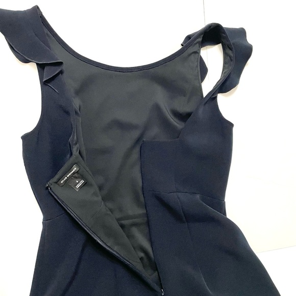 Club Monaco Women's  Blue Navy  Ruffled Sleeveless Lined Stretch Sz 4 - Picture 12 of 16
